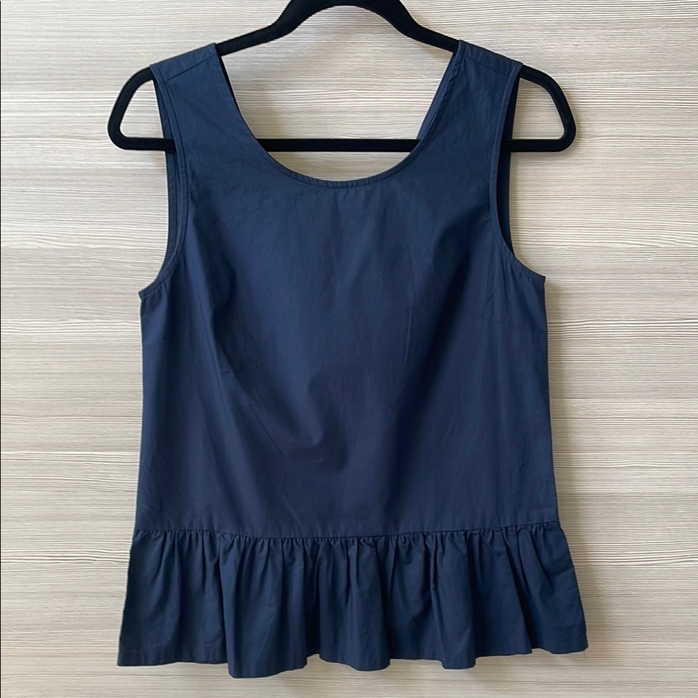 J. Crew New 100% Cotton Blue Peplum Tie-BackTank Top Sleeveless XXS